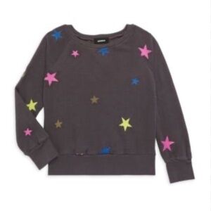 Monrow Kids Star Sweatshirt  Gray with Pink, Yellow, and Blue